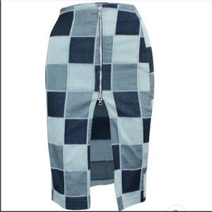 Reformation Sustainable Denim Patchwork Pencil Skirt 2